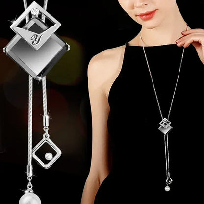 New Arrival Long Necklaces for Women 2024 Fashion Gray Crystal Choker Collier Femme Statement Necklaces & Pendants Accessories