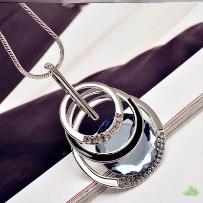 New Arrival Long Necklaces for Women 2024 Fashion Gray Crystal Choker Collier Femme Statement Necklaces & Pendants Accessories