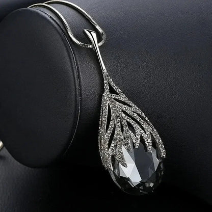 New Arrival Long Necklaces for Women 2024 Fashion Gray Crystal Choker Collier Femme Statement Necklaces & Pendants Accessories