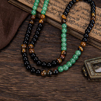 ARPURRAINA Money Attraction Necklace with Greenaventurine & Tiger Eye Pendant Healing Crystal Stone ，Anniversary, Vacation &Theme Parties Jewelry Charms Abundance Crystal Bracelet，Long Chain，Sweater Chain，Ideal Gift Jewelry for Men and Women
